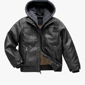 Kids Black Bomber Jacket with Hood